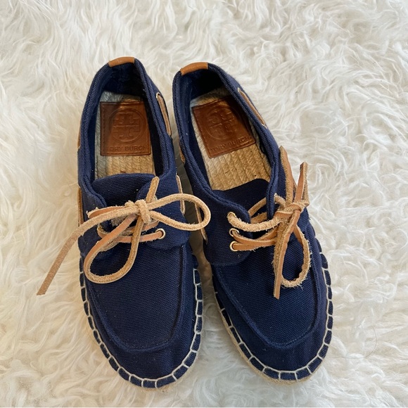 Tory Burch Blanton Canvas Espadrille Platform Shoes 5 - Picture 1 of 8